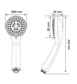 Pommeau de douche 2 jets anticalcaires ergonomique pluie et massant